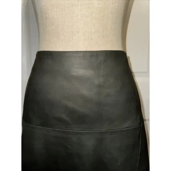 CLASSIQUES ENTIER Women’s Gray Green Faux Wrap Leather Skirt Size 10 26” Length‎ - Picture 2 of 8